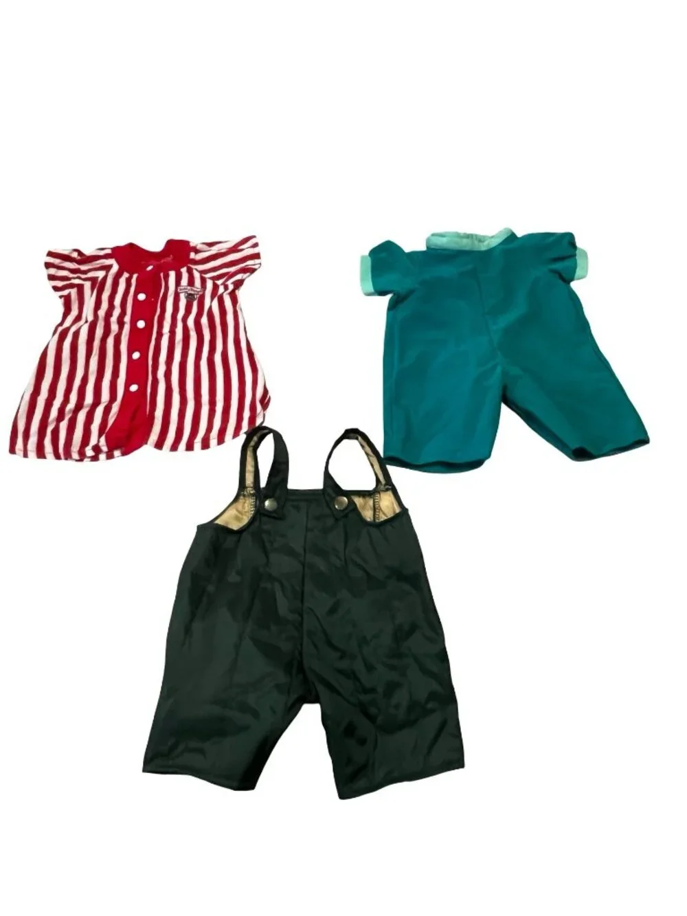 Vintage Teddy Ruxpin Outfit Lot Nightshirt Green Bib Overalls Teal Clothes 1980s